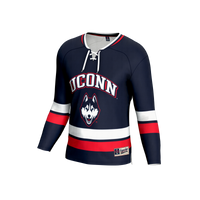 UConn Huskies Hockey Jersey, Navy Fashion Lightweight Sportswear Jersey Shirt, Long Sleeve Hockey Sweater Jersey, Casual Gift for Men