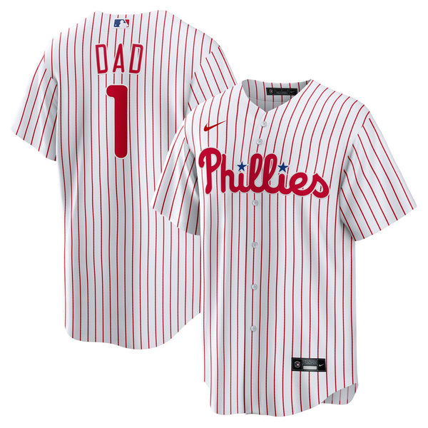 Philadelphia Phillies White #1 Dad Home Replica Jersey