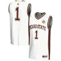 Texas State Bobcats Basketball Jersey, White Sportswear Jersey Shirt, Sleeveless Athletic Tank Jersey, Casual Gift for Men, Style 200951935