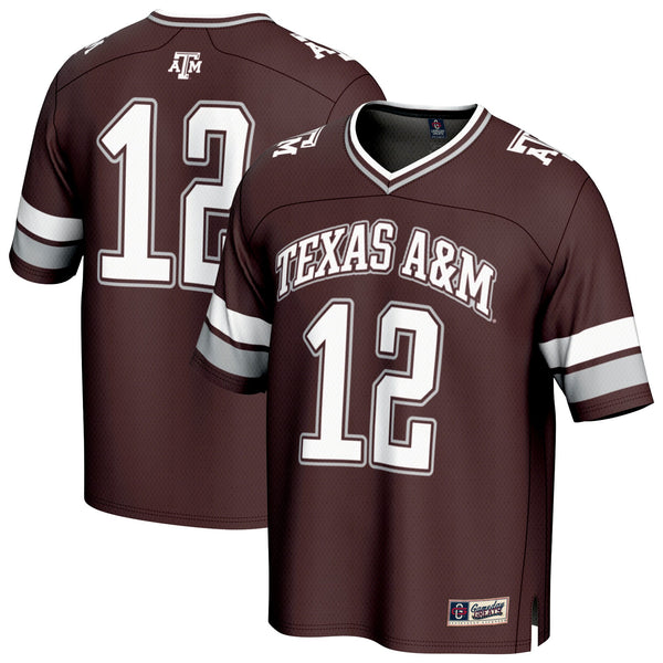 #12 Texas A&M Aggies Lightweight Collegiate Football Fashion Jersey - Maroon