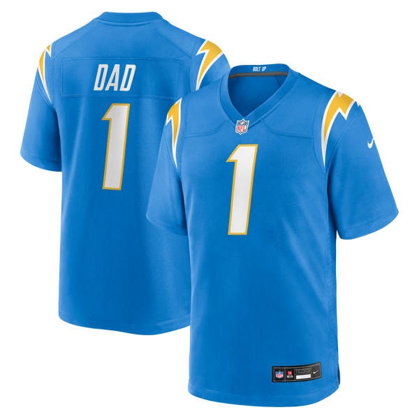 Los Angeles Chargers Number 1 Dad Powder Blue Game Jersey