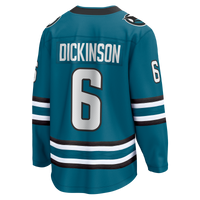 Sam Dickinson San Jose Sharks Hockey Jersey, Teal Breakaway Home Sportswear Jersey Shirt, Long Sleeve Hockey Sweater Jersey, Casual Gift for Men