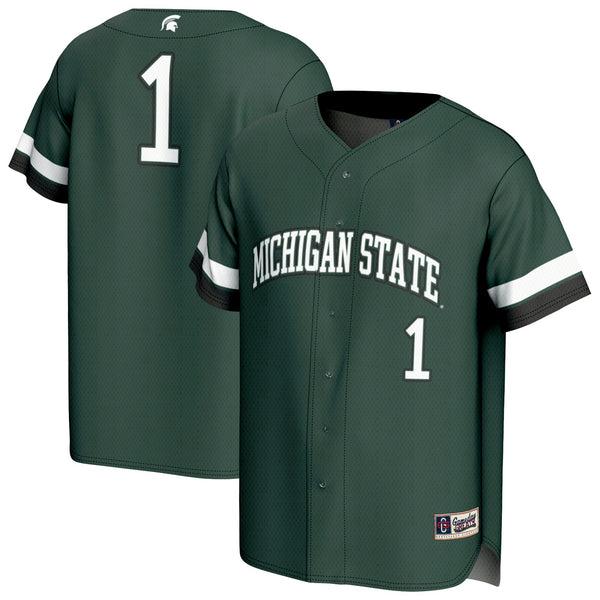 #1 Michigan State Spartans Lightweight Collegiate Baseball Fashion Jersey - Green