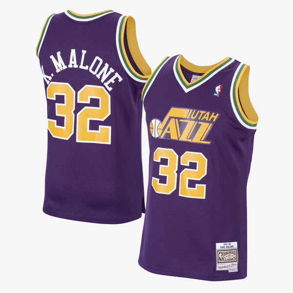 Utah Jazz Karl Malone 1991 Hardwood Classics Road Swingman Jersey - Purple