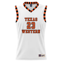 UTEP Miners Basketball Jersey, White Throwback Sportswear Jersey Shirt, Sleeveless Athletic Tank Jersey, Casual Gift for Men