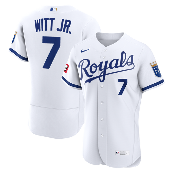 Kansas City Royals Bobby Witt Jr. White Home Authentic Sponsor Patch Jersey