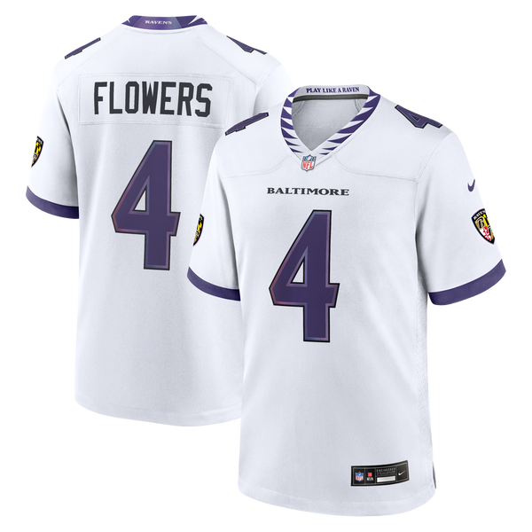 Baltimore Ravens Zay Flowers White Game Jersey