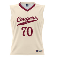 Charleston Cougars Basketball Jersey, Cream Lightweight Sportswear Jersey Shirt, Sleeveless Athletic Tank Jersey, Casual Gift for Men