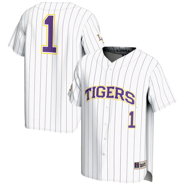 #1 White LSU Tigers Lightweight Baseball Jersey