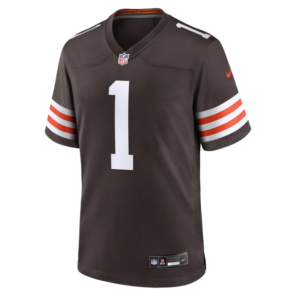 Cleveland Browns Number 1 Groom Brown Game Jersey