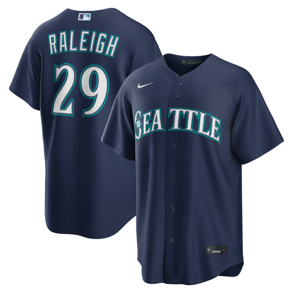 Seattle Mariners Cal Raleigh Navy Road Replica Jersey