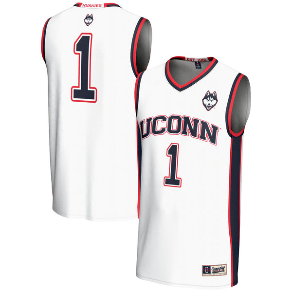 #1 UConn Huskies Lightweight Basketball Jersey - White
