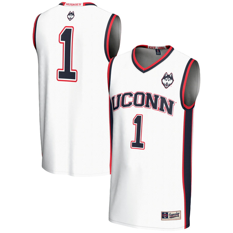 UConn Huskies Basketball Jersey, White Lightweight Sportswear Jersey Shirt, Sleeveless Athletic Tank Jersey, Casual Gift for Men, Style 5281268