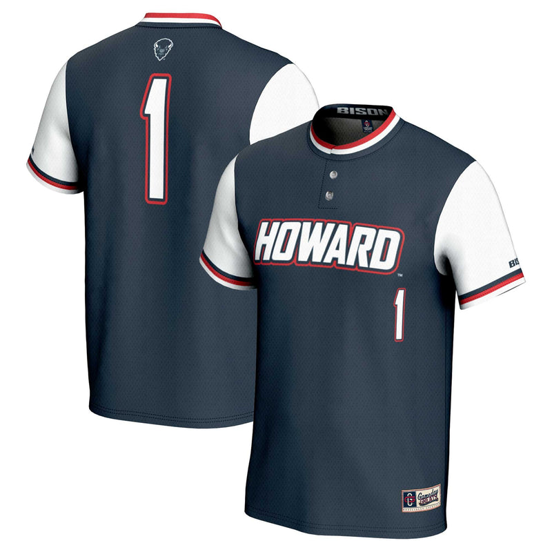 Howard Bison Softball Jersey, Navy Lightweight Sportswear Jersey Shirt, Lightweight Breathable Athletic Jersey, Casual Gift for Men