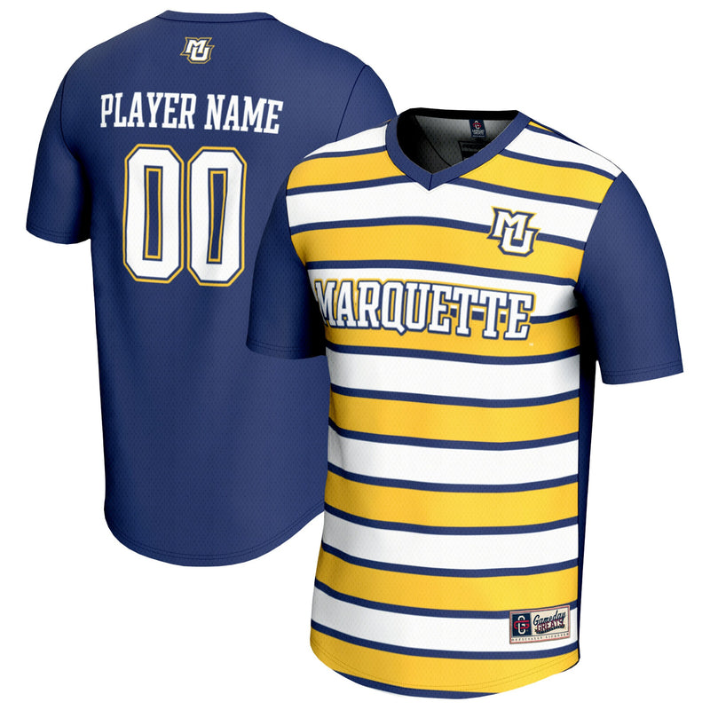 Marquette Golden Eagles Soccer Jersey, Blue/Gold Fashion Sportswear Jersey Shirt, Lightweight Breathable Athletic Jersey, Casual Gift for Men
