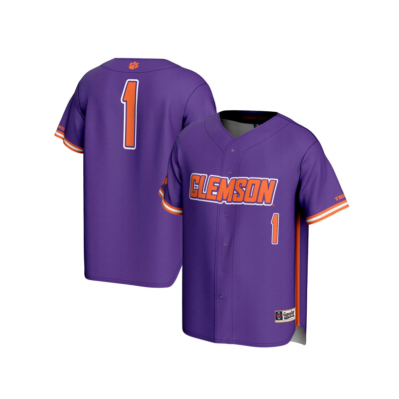 Clemson Tigers Baseball Jersey, Purple Fashion Lightweight Sportswear Jersey Shirt, Lightweight Breathable Athletic Jersey, Casual Gift for Men