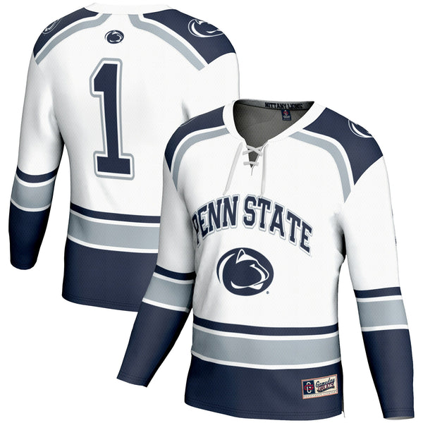 #1 White Penn State Nittany Lions Hockey Jersey