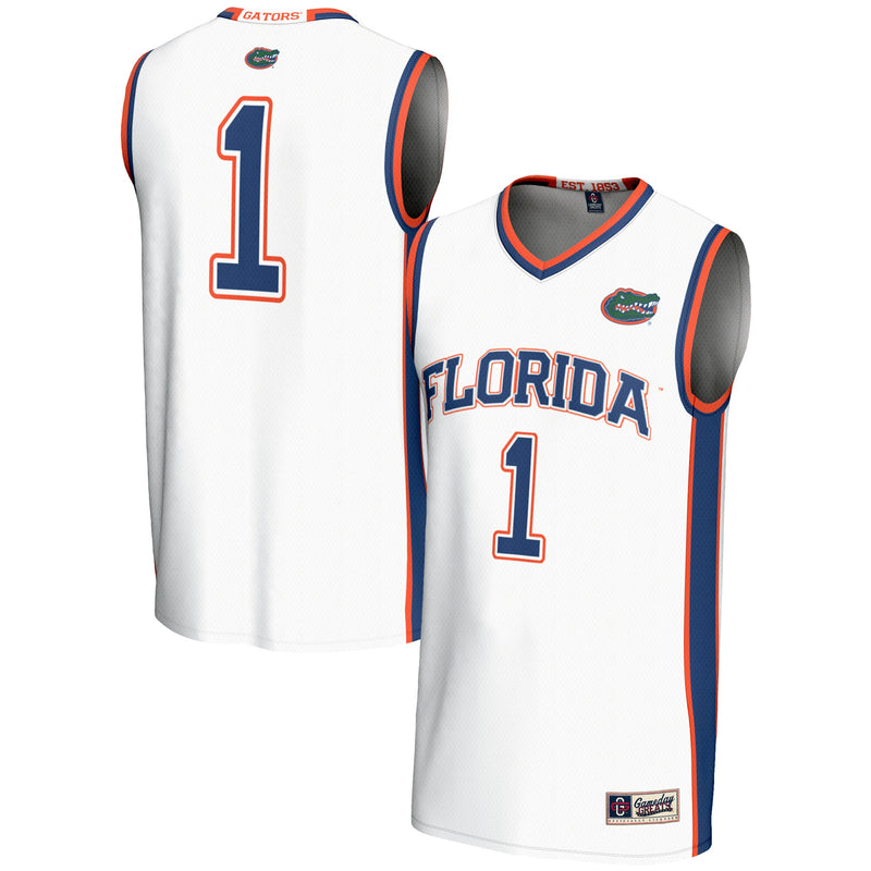 Florida Gators Basketball Jersey, White Sportswear Jersey Shirt, Sleeveless Athletic Tank Jersey, Casual Gift for Men, Style 200724638