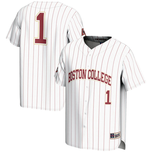 #1 Boston College Eagles Lightweight Baseball Fashion Jersey - White