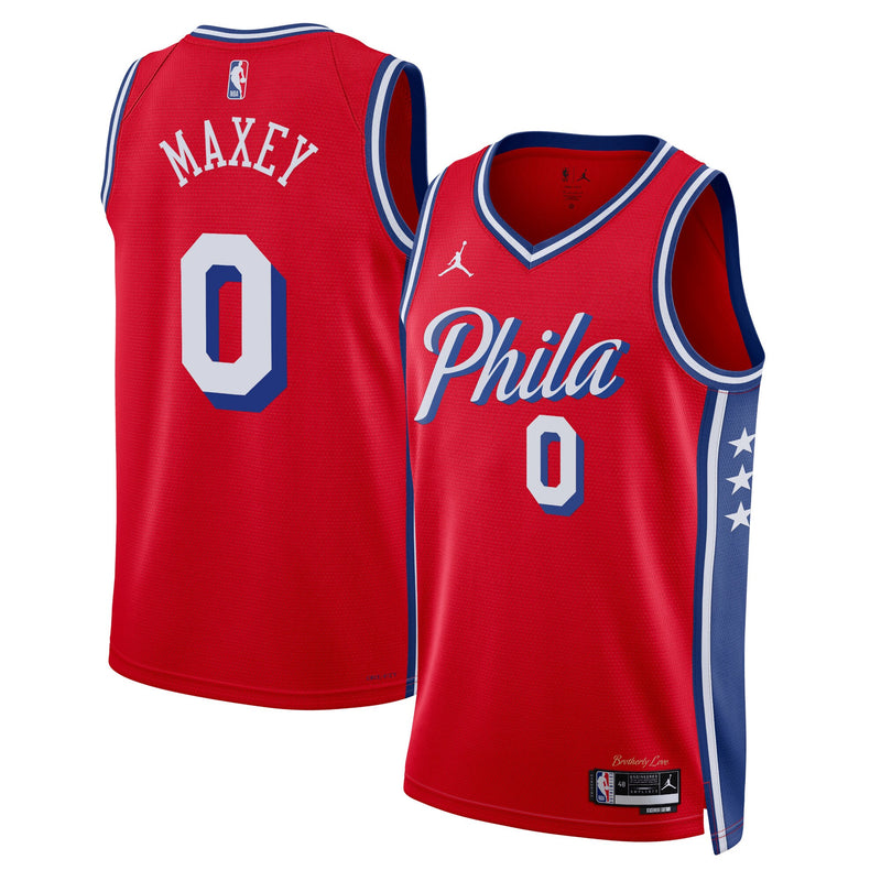 Tyrese Maxey Philadelphia 76ers Basketball Jersey, Red Swingman Sportswear Jersey Shirt, Sleeveless Athletic Tank Jersey, Casual Gift for Men