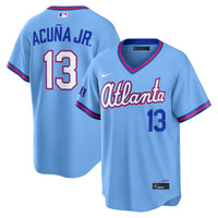Ronald Acuña Jr. Atlanta Braves Baseball Jersey, Blue Sportswear Jersey Shirt, Lightweight Breathable Athletic Jersey, Casual Gift for Men