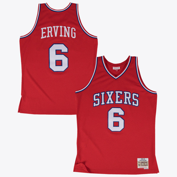 Philadelphia 76ers Julius Erving 1982 Swingman Road Authentic Jersey - Scarlet