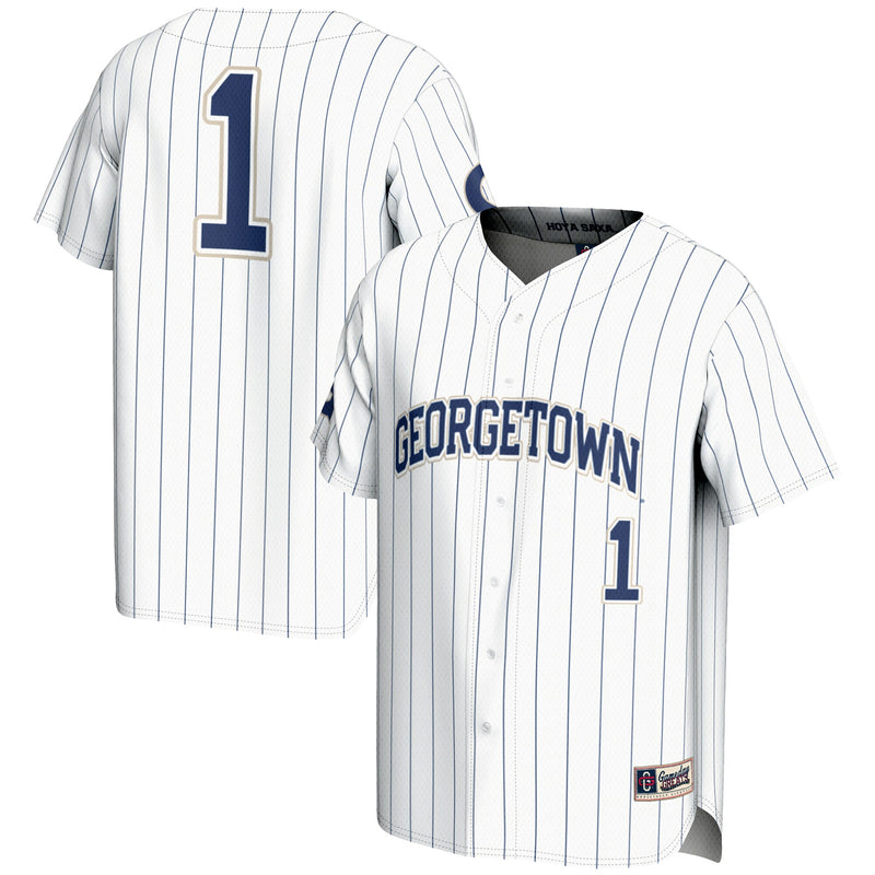 Georgetown Hoyas Baseball Jersey, White Fashion Lightweight Sportswear Jersey Shirt, Lightweight Breathable Athletic Jersey, Casual Gift for Men