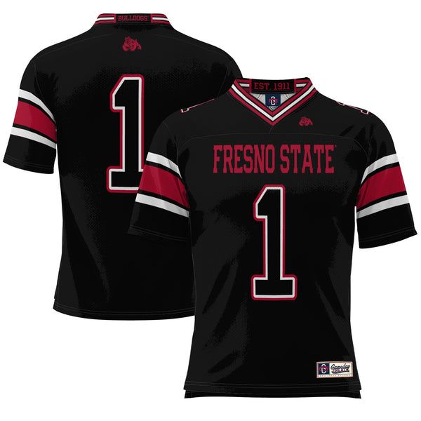 #1 Black Fresno State Bulldogs Endzone Football Jersey