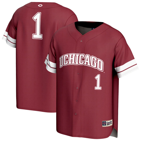 #1 UChicago Maroons Lightweight Collegiate Baseball Fashion Jersey - Maroon