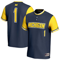 Michigan Wolverines Softball Jersey, Navy Fashion Sportswear Jersey Shirt, Lightweight Breathable Athletic Jersey, Casual Gift for Men