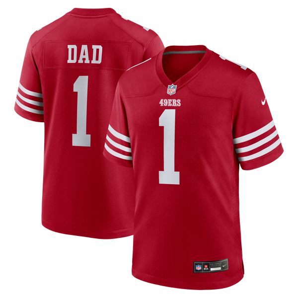 San Francisco 49ers Number 1 Dad Scarlet Game Jersey