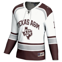 Texas A&M Aggies Hockey Jersey, White Fashion Sportswear Jersey Shirt, Long Sleeve Hockey Sweater Jersey, Casual Gift for Men