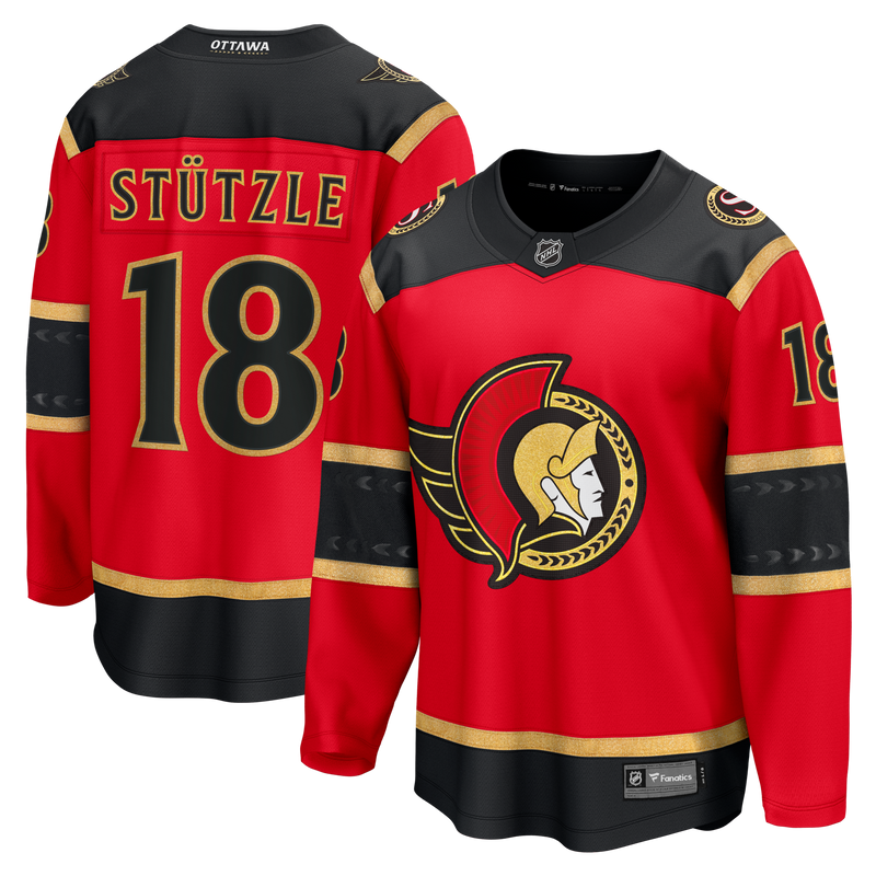 Tim Stutzle Ottawa Senators Hockey Jersey, Red Breakaway Sportswear Jersey Shirt, Long Sleeve Hockey Sweater Jersey, Casual Gift for Men