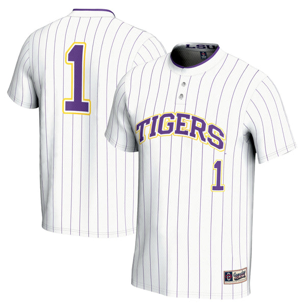 #1 LSU Tigers Lightweight Softball Jersey - White