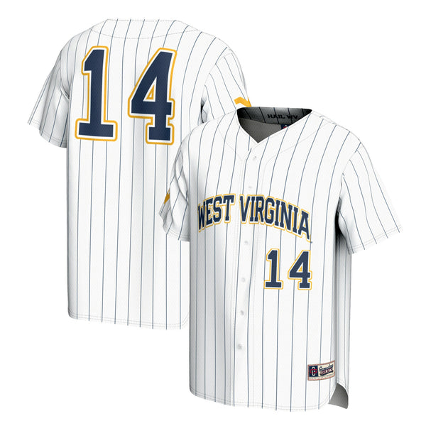 #14 West Virginia Mountaineers Lightweight Baseball Fashion Jersey - White