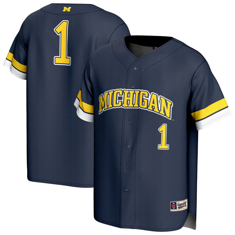 Michigan Wolverines Baseball Jersey, Navy Sportswear Jersey Shirt, Lightweight Breathable Athletic Jersey, Casual Gift for Men, Style 202658918