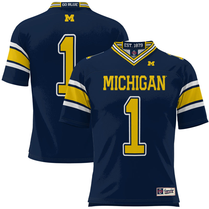 Michigan Wolverines Football Jersey, Navy Sportswear Jersey Shirt, Lightweight Breathable Athletic Jersey, Casual Gift for Men, Style 200425273
