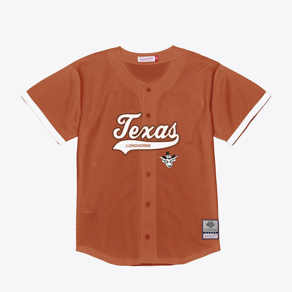 Texas Longhorns Mesh Button-Up Batting Practice Baseball Jersey - Texas Orange
