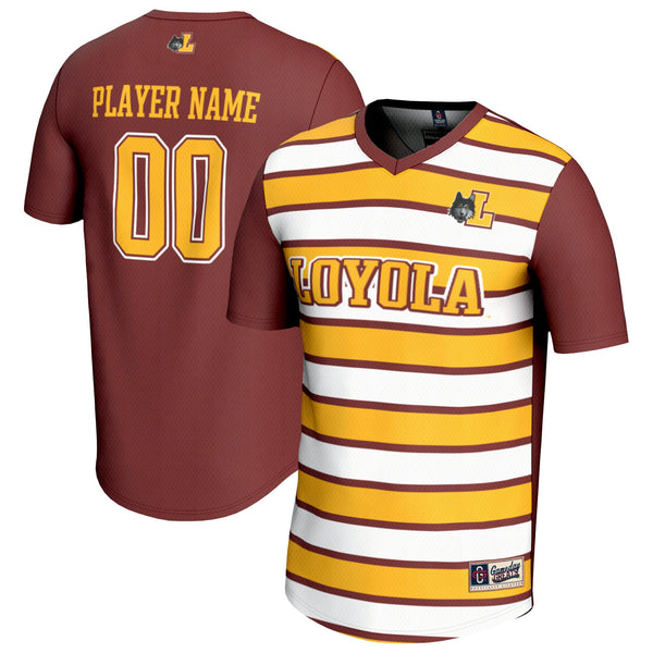 Loyola Chicago Ramblers Collegiate Soccer NIL Pick-A-Player Fashion Jersey - Maroon/Gold