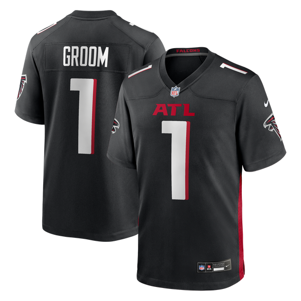 Atlanta Falcons Number 1 Groom Black Game Jersey