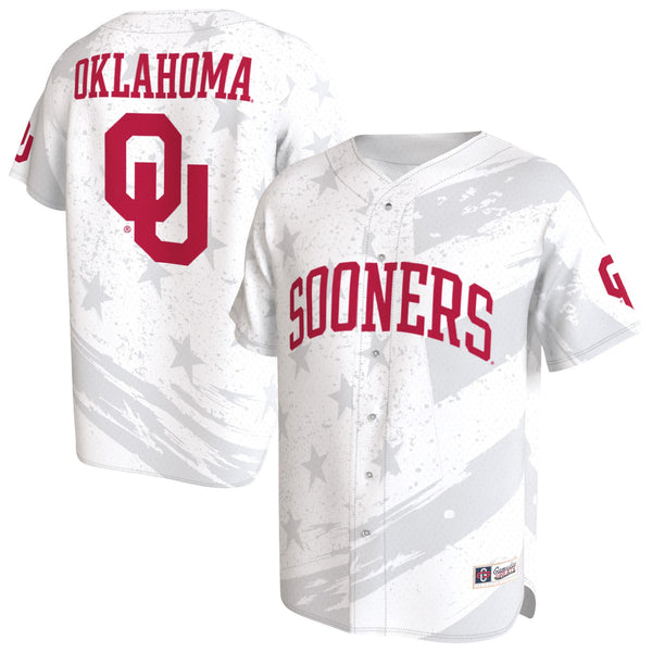Oklahoma Sooners Lightweight Collegiate Baseball Americana Fashion Jersey - White