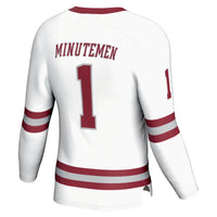UMass Minutemen Hockey Jersey, White Fashion Sportswear Jersey Shirt, Long Sleeve Hockey Sweater Jersey, Casual Gift for Men