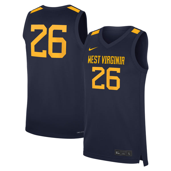 #26 Navy West Virginia Mountaineers Road Replica Basketball Jersey