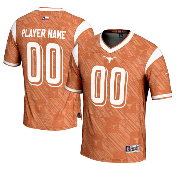 Texas Longhorns Highlight Print NIL Pick-A-Player Football Jersey - Texas Orange