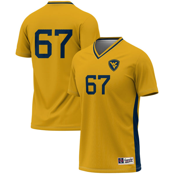 #1 West Virginia Mountaineers Lightweight Soccer Fashion Jersey - Gold
