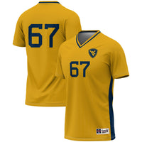 West Virginia Mountaineers Soccer Jersey, Gold Fashion Sportswear Jersey Shirt, Lightweight Breathable Athletic Jersey, Casual Gift for Men