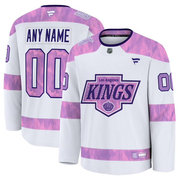 Los Angeles Kings White 2024 Hockey Fights Cancer Custom Practice Jersey