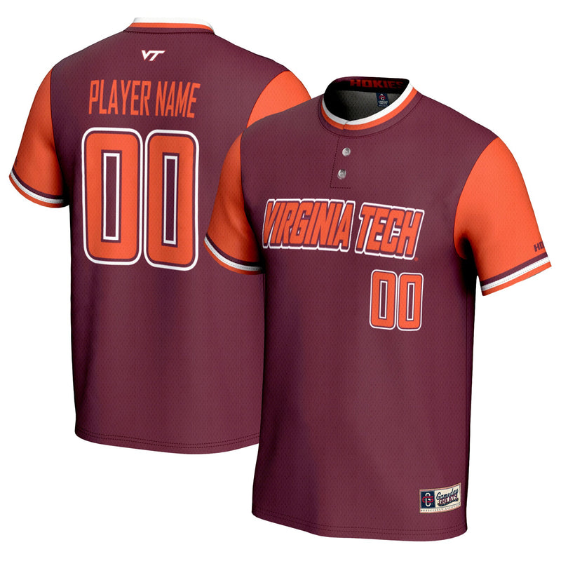 Virginia Tech Hokies Softball Jersey, Maroon Lightweight Sportswear Jersey Shirt, Lightweight Breathable Athletic Jersey, Casual Gift for Men