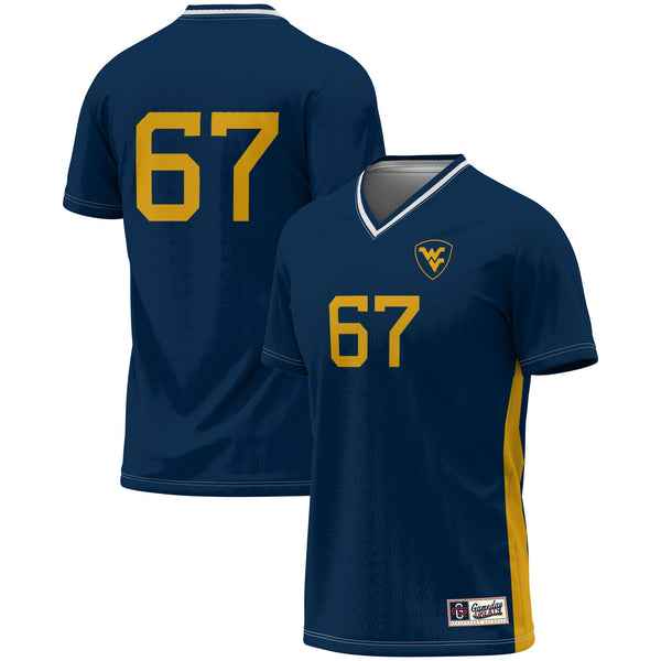 #1 West Virginia Mountaineers Lightweight Soccer Fashion Jersey - Navy