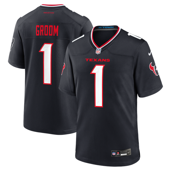 Houston Texans Number 1 Groom Navy Game Jersey